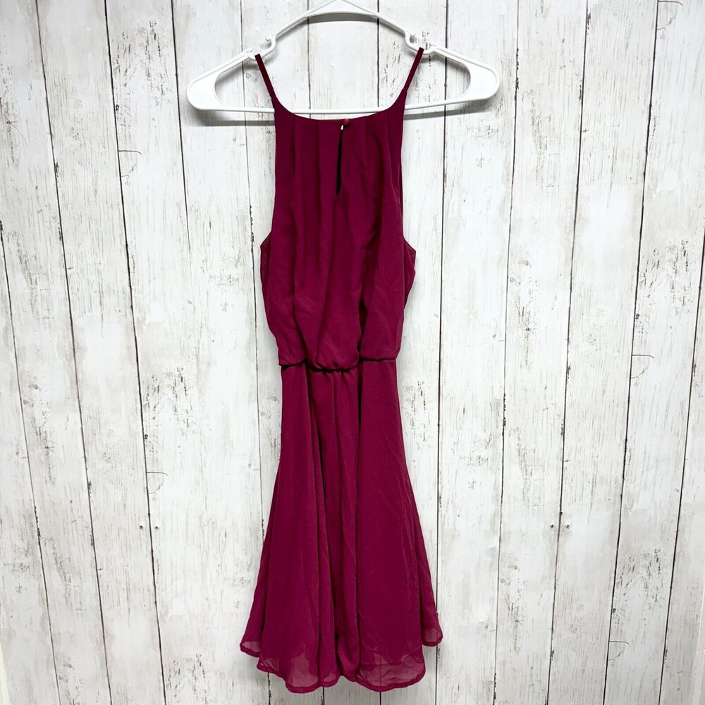 Blue Rain Dress Women Size XS Purple Mini Sleeveless Rutched Waisted Fit & Flare - Picture 4 of 4